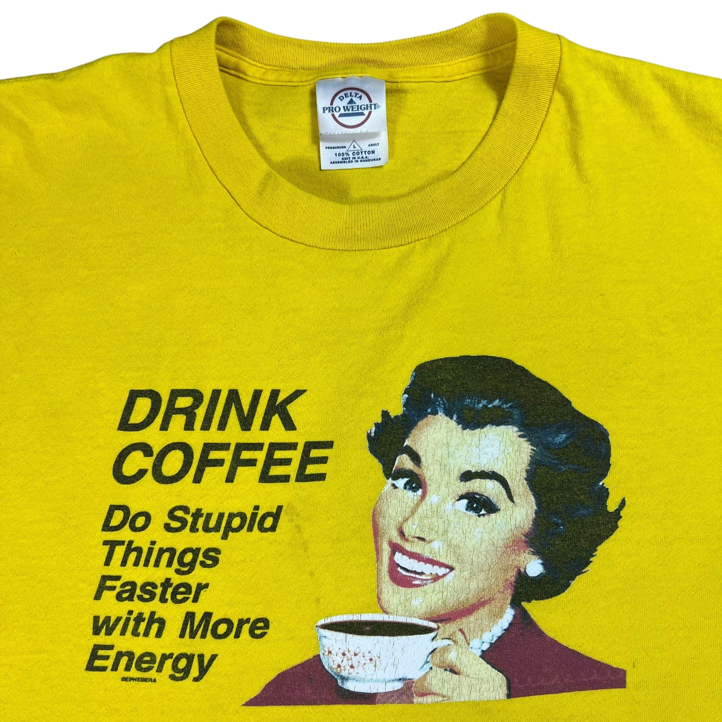 Vintage Y2K Drink Coffee Do Stupid Things Faster With More Energy tee (L)