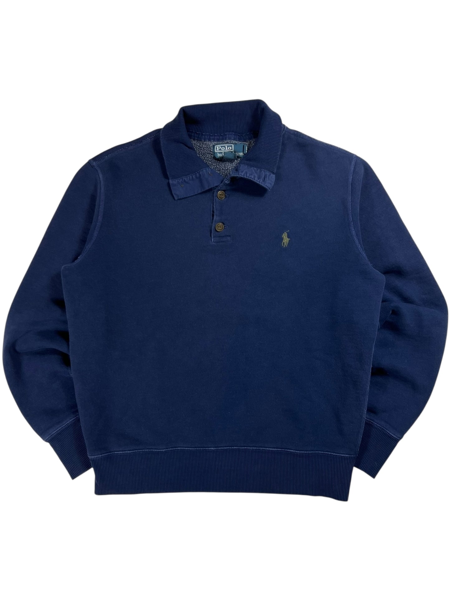 Vintage 90s Polo Ralph Lauren mini horse Henley collared sweatshirt (M)