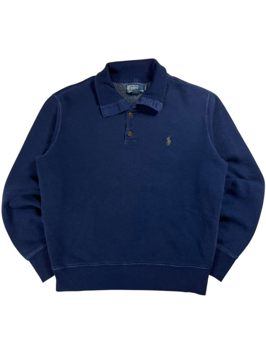 Vintage 90s Polo Ralph Lauren mini horse Henley collared sweatshirt (M)