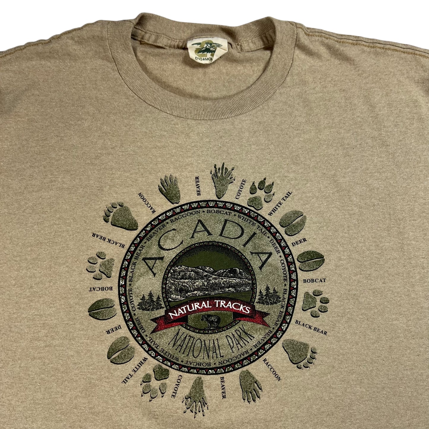 Vintage 90s Acadia National Park animal tracks tee (XL)