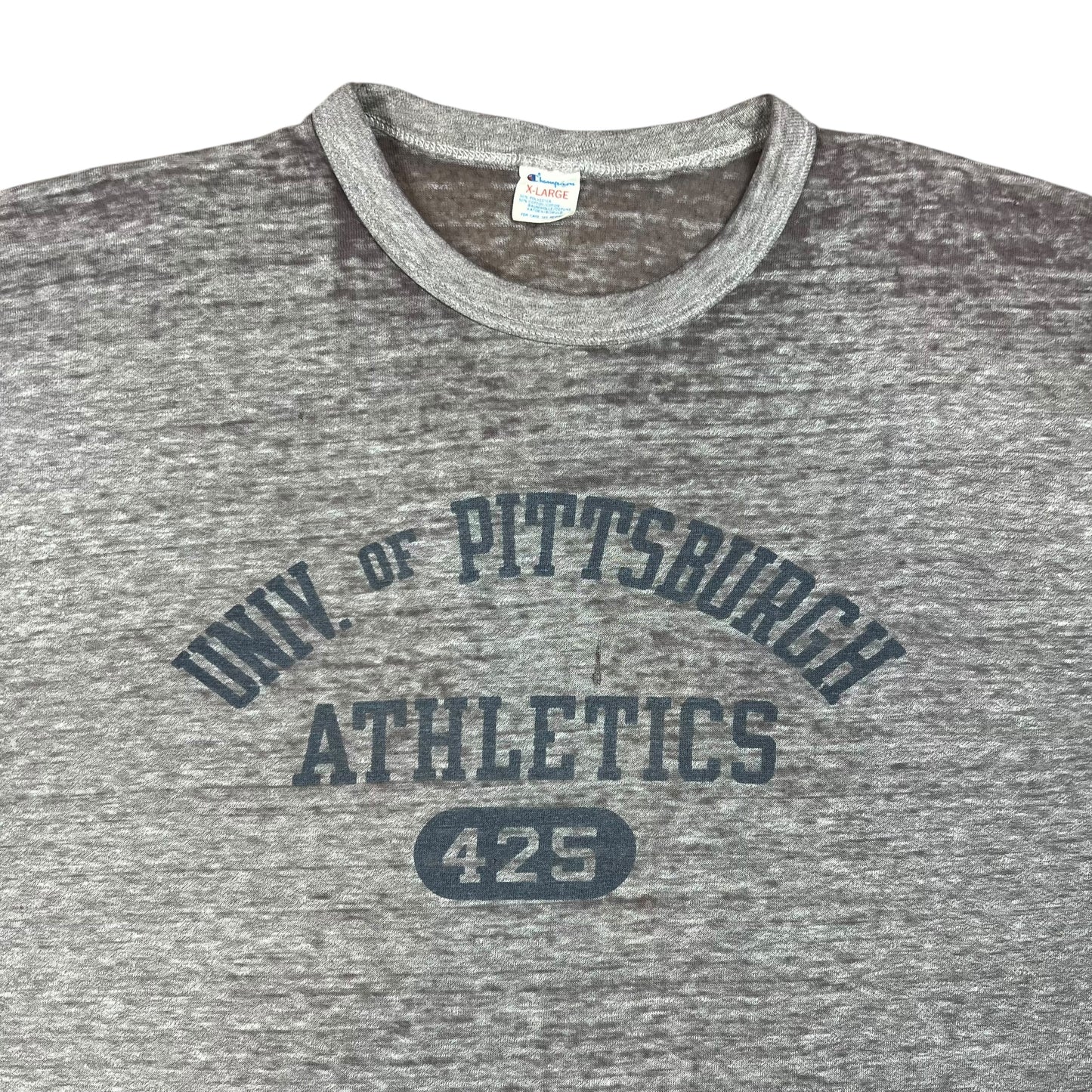Vintage 80s Champion University of Pittsburgh Pitt Athletics thread bare tee (L)