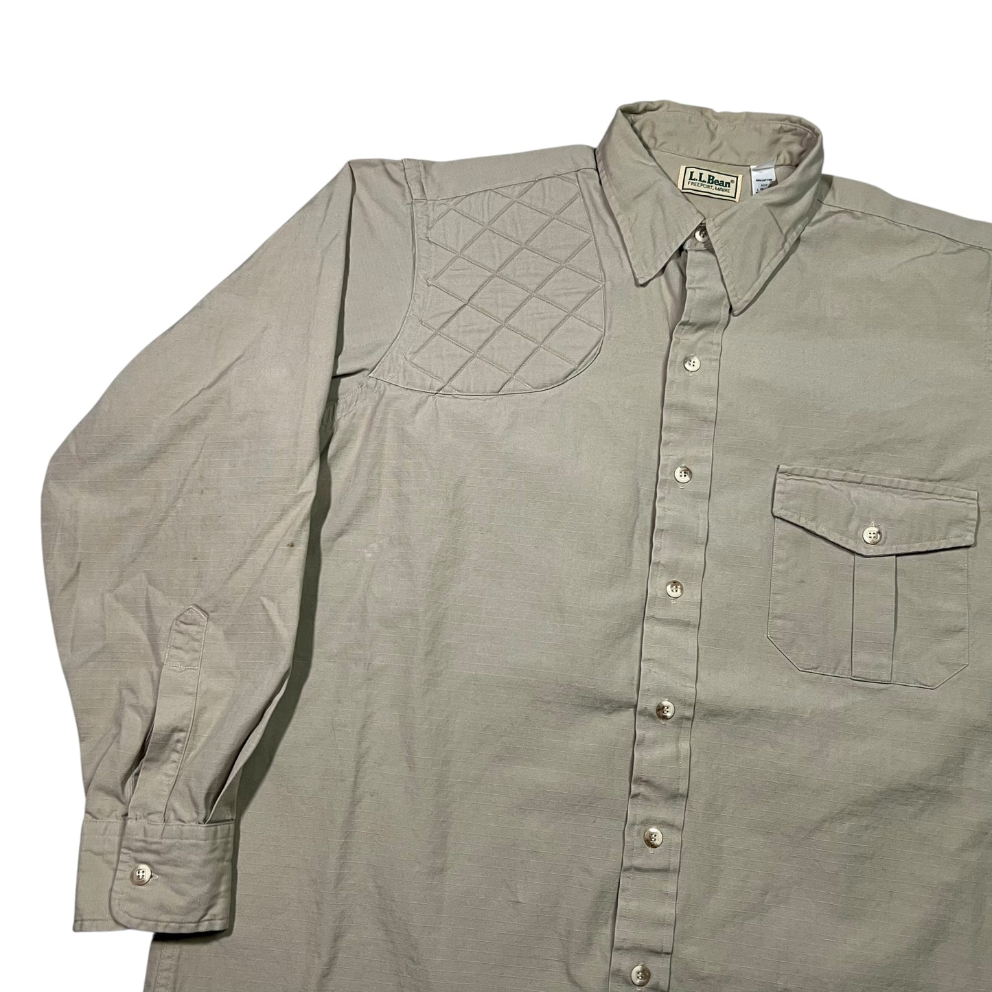 Vintage 80s L.L. Bean tan button up Hunting shirt (L)