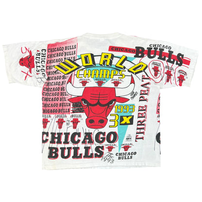 Vintage 1993 Chicago Bulls 3X NBA Champions all over print tee (XL)