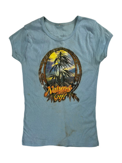 Vintage 1970s Nature’s Gift Marijuana leaf baby style women’s tee (S)