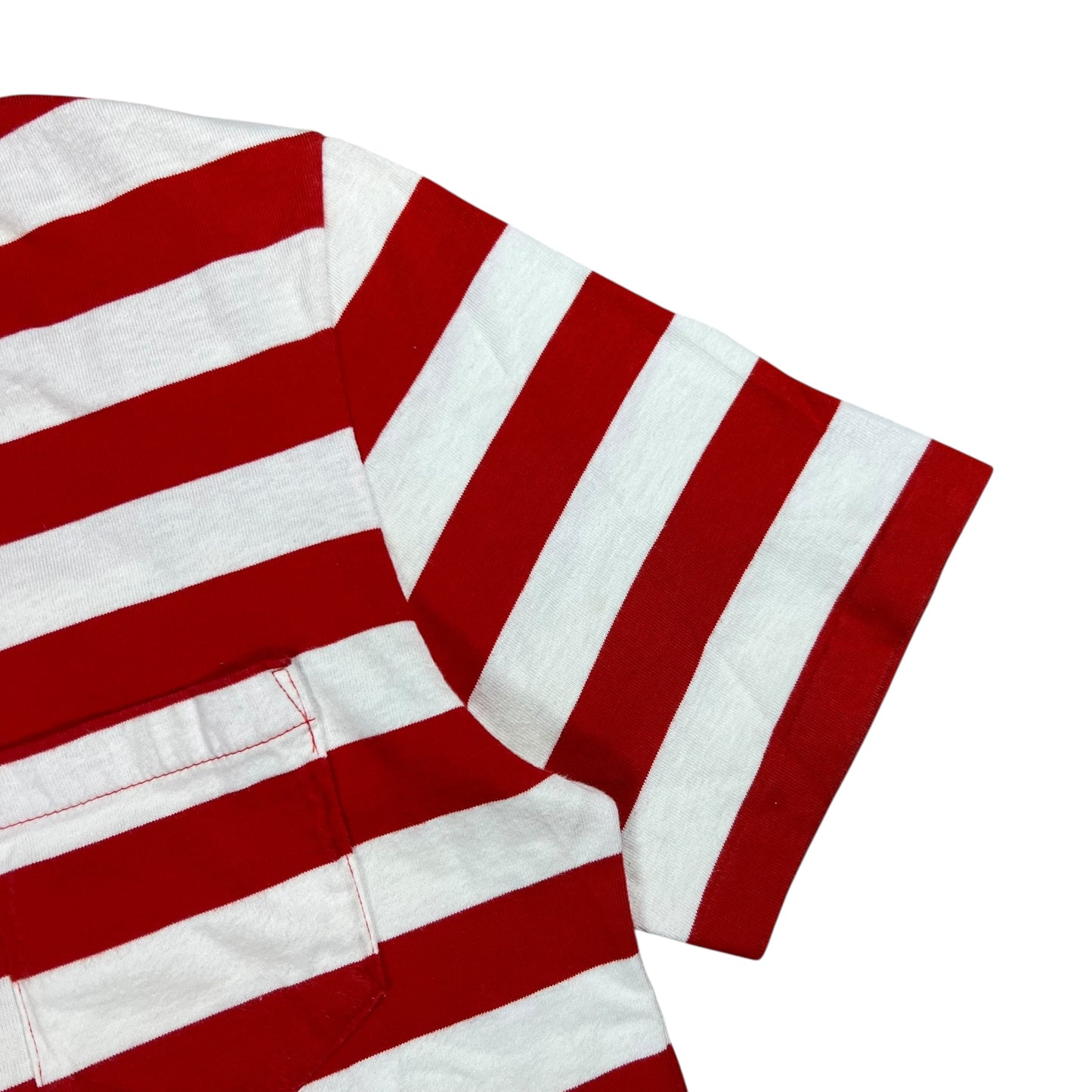 Vintage 90s Lands’ End Super T striped red white pocket tee (S)