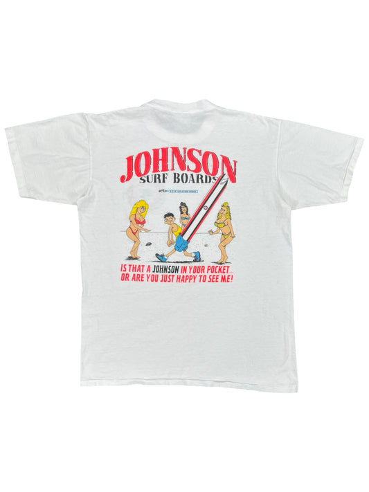 Vintage 1989 Johnson Surf board company tee (L)