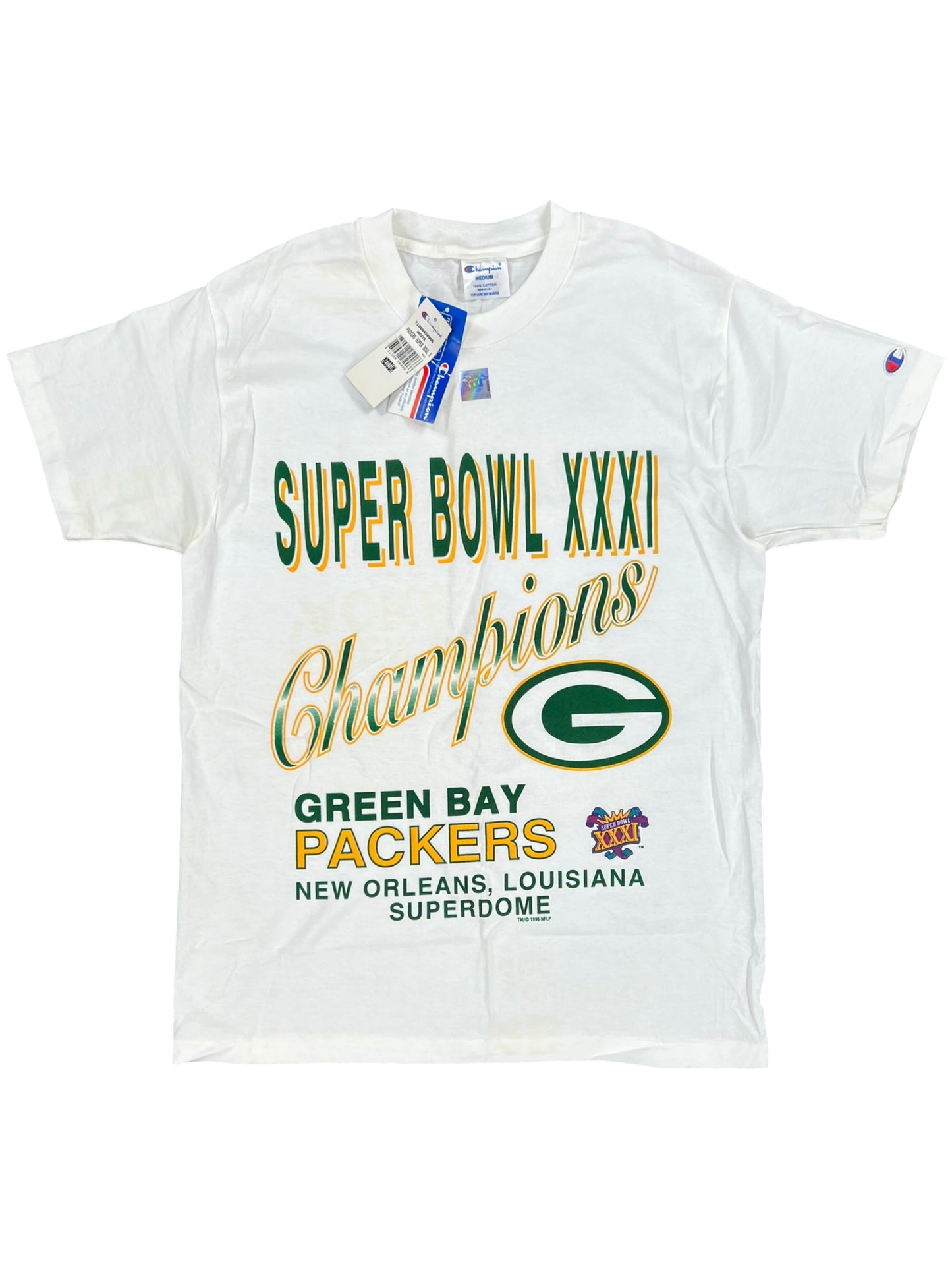 Vintage 90s Champion Green Bay Packers Super Bowl champs tee (M) DS NWT