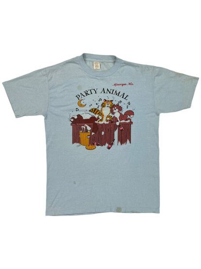 Vintage 80s Party Animal drink cats beer tee (M)