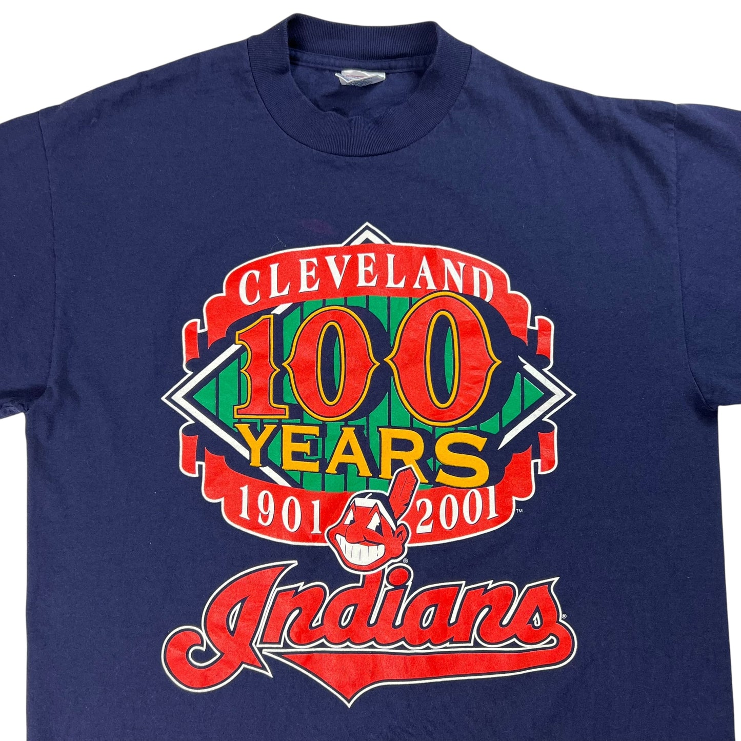 Vintage 2001 Cleveland Indians 100 years MLB tee (L)
