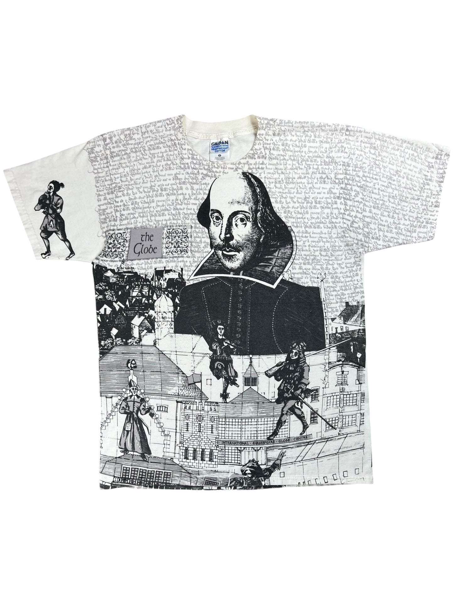 Vintage 90s William Shakespeare all over print tee (L)