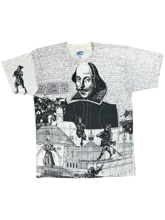 Vintage 90s William Shakespeare all over print tee (L)