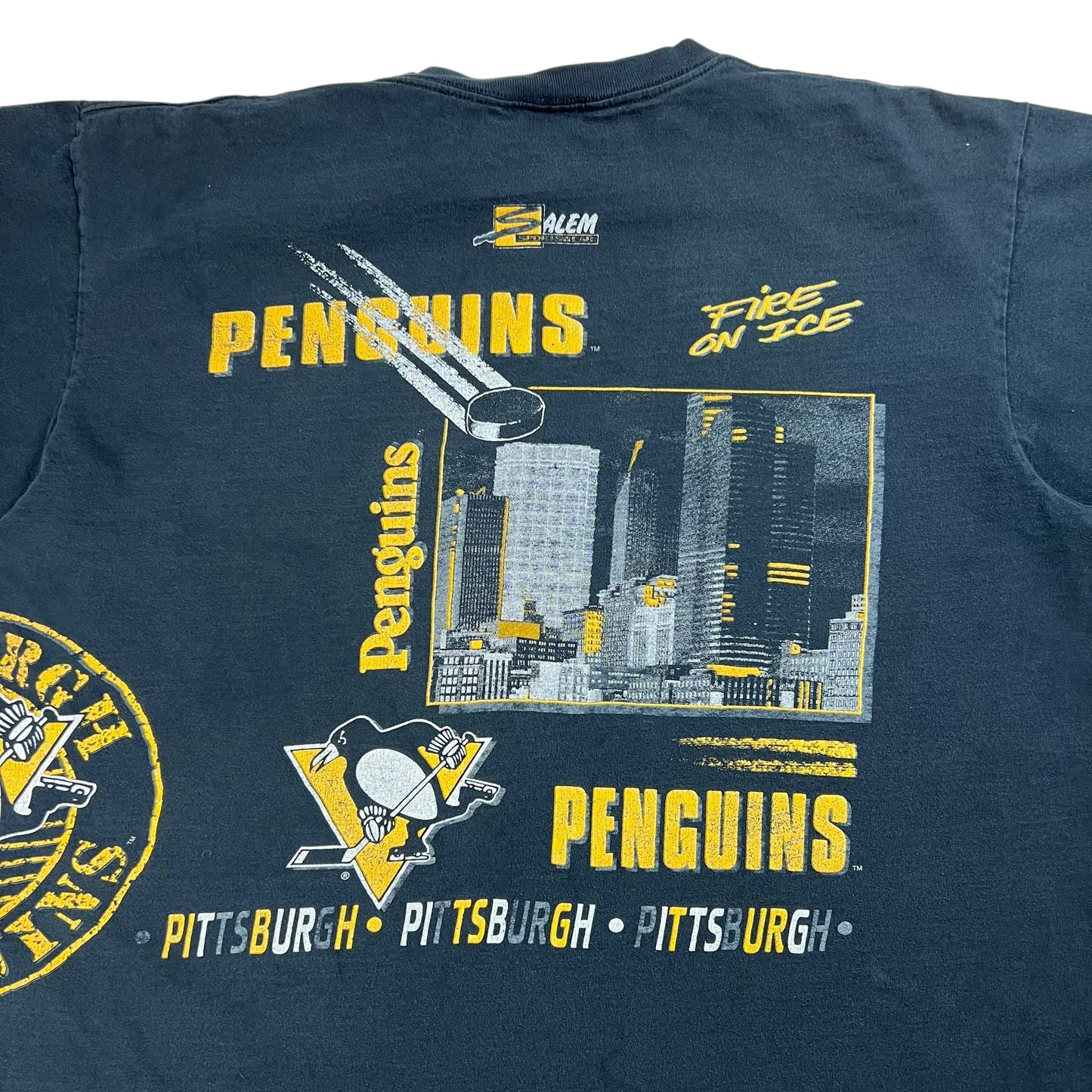 Vintage 1991 Salem Sports Pittsburgh Penguins Fire on Ice All over print tee (XXL)