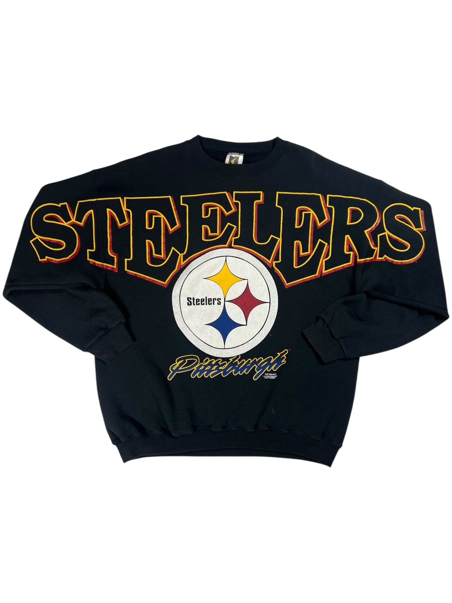 Vintage 1995 Cliff Engle Pittsburgh Steelers spell out black crewneck (XL)