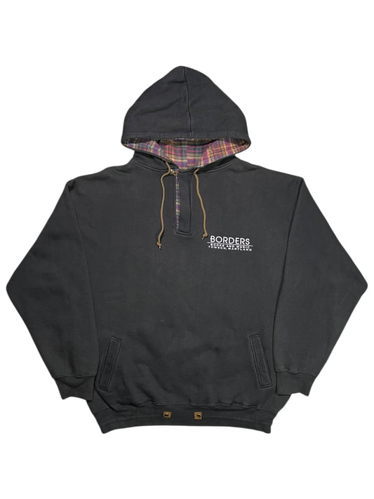 Vintage 90s Borders Books and music store paisley henley hoodie (XL)
