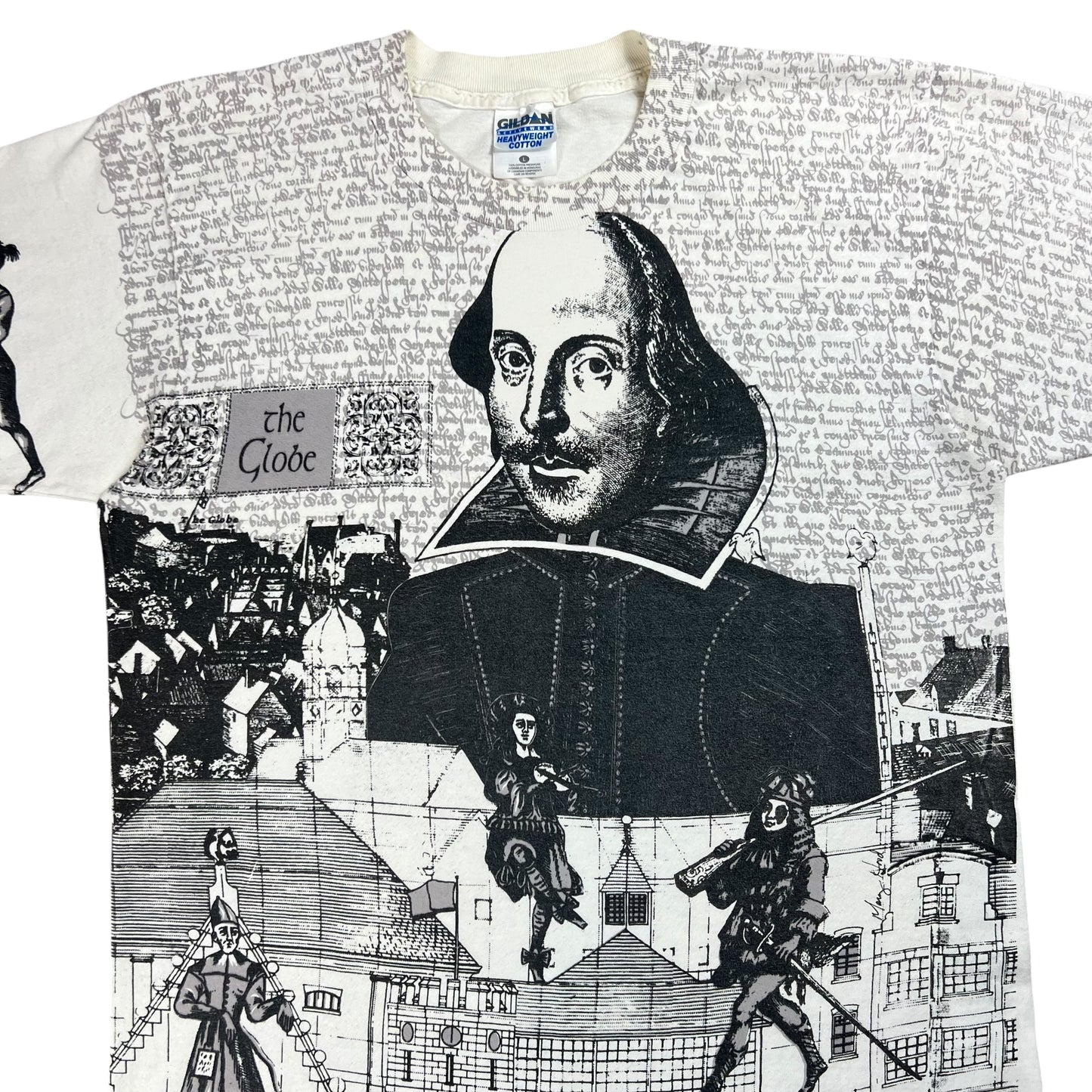 Vintage 90s William Shakespeare all over print tee (L)
