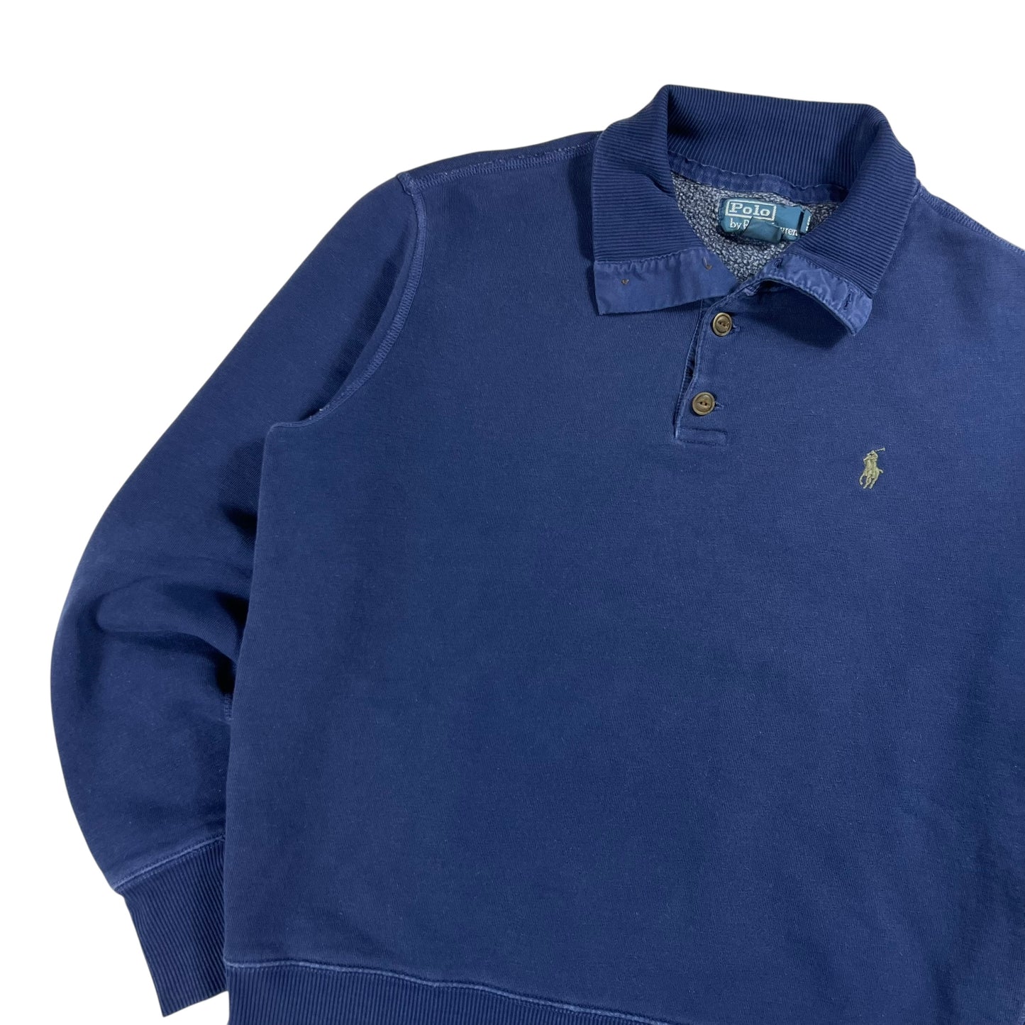 Vintage 90s Polo Ralph Lauren mini horse Henley collared sweatshirt (M)