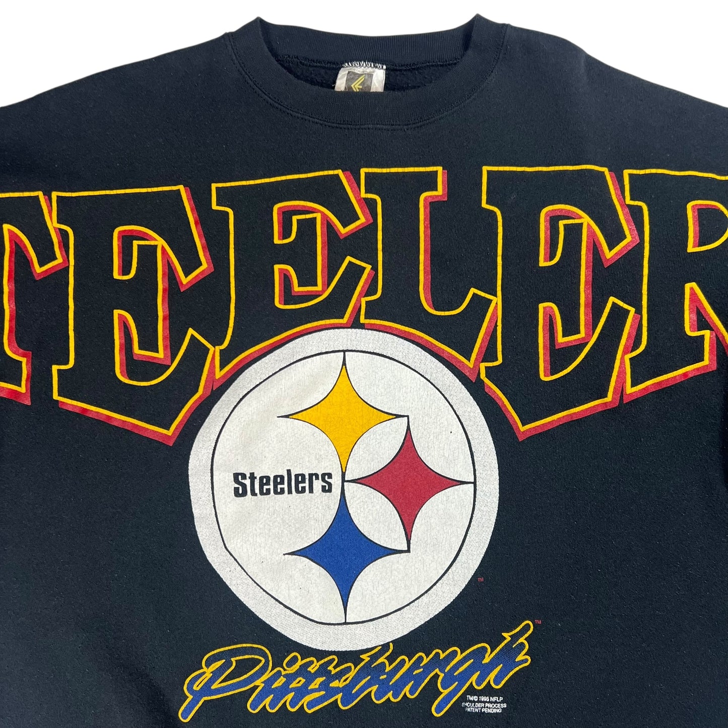 Vintage 1995 Cliff Engle Pittsburgh Steelers spell out black crewneck (XL)