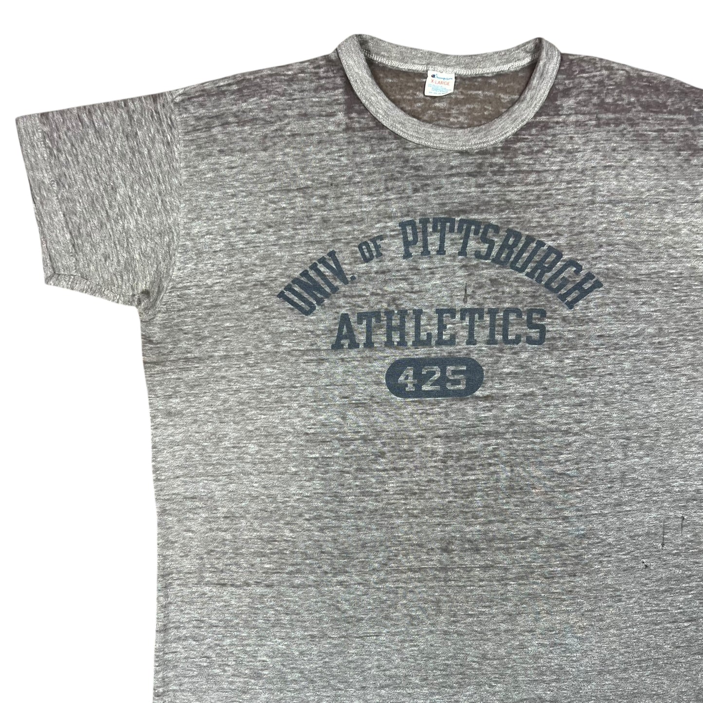 Vintage 80s Champion University of Pittsburgh Pitt Athletics thread bare tee (L)