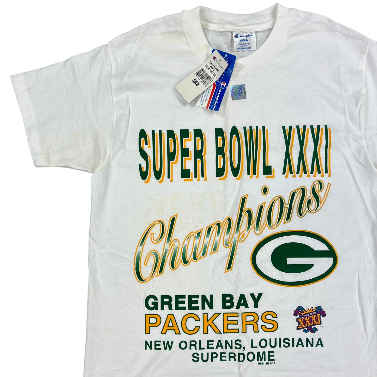 Vintage 90s Champion Green Bay Packers Super Bowl champs tee (M) DS NWT