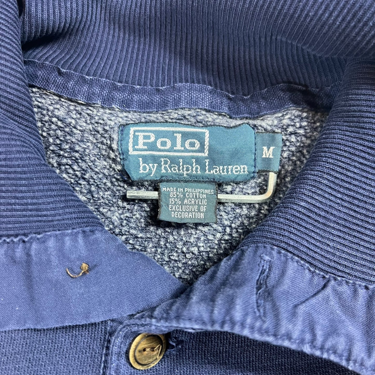 Vintage 90s Polo Ralph Lauren mini horse Henley collared sweatshirt (M)