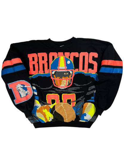 Vintage 80s Denver Broncos NES Tecmo Bowl jumbo print crewneck (L)