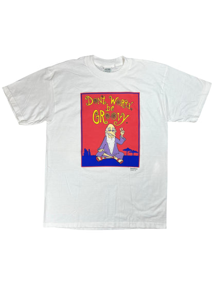Vintage 90s Don’t Worry be Groovy Hippie tee (L)