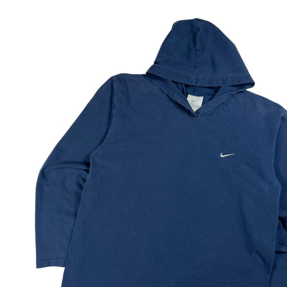 Vintage Y2K Nike mini swoosh navy long sleeve hoodie (M)