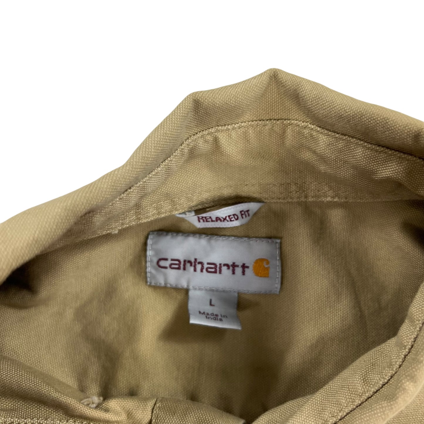 Vintage Y2K Carhartt tan button down work shirt (L)