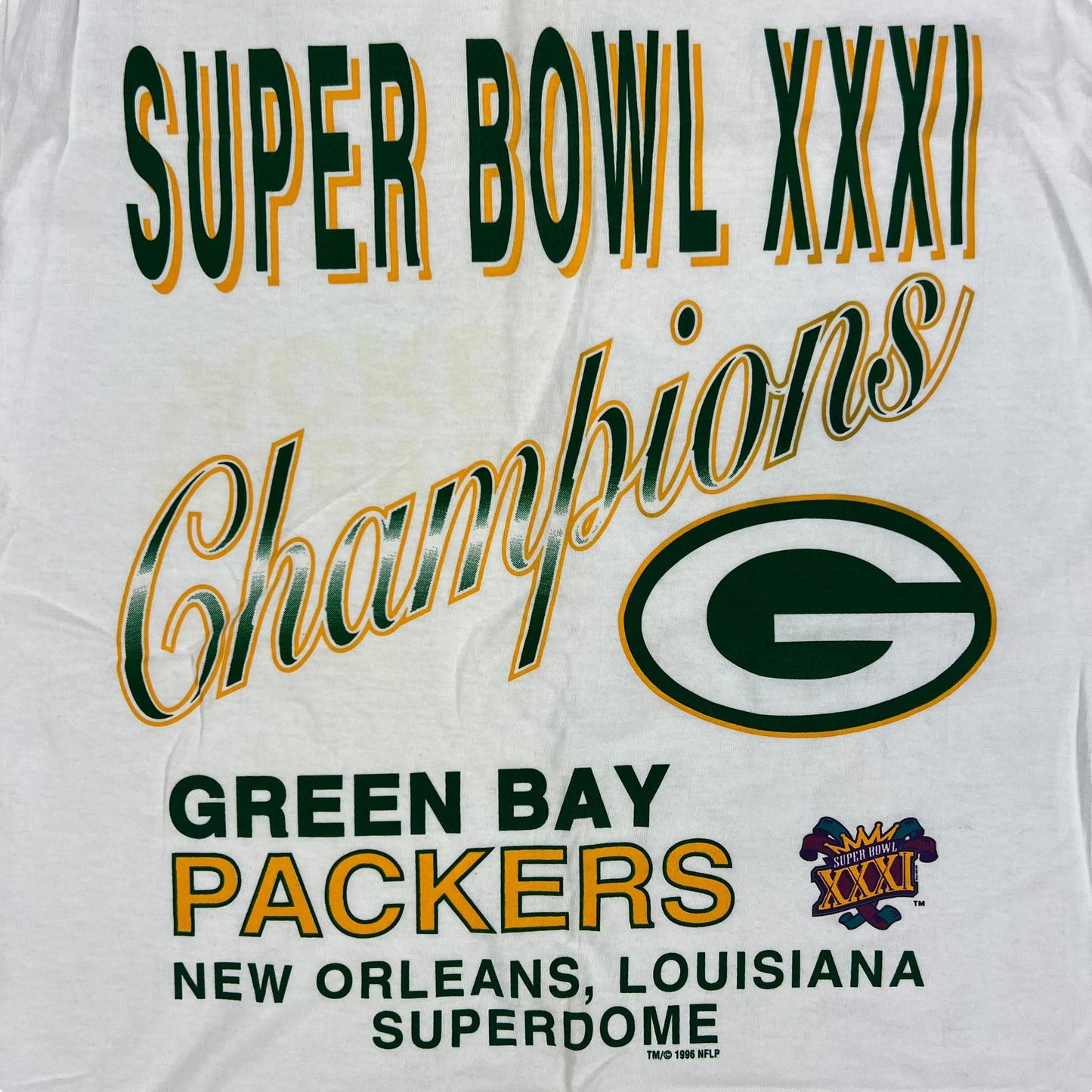 Vintage 90s Champion Green Bay Packers Super Bowl champs tee (M) DS NWT