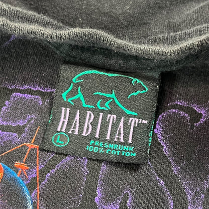 Vintage 90s Habitat Treasure Island Mirage wrap around print tee (L)