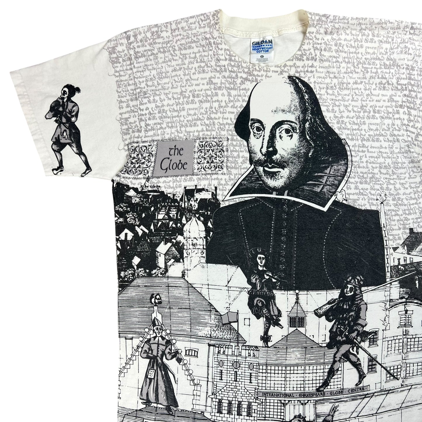 Vintage 90s William Shakespeare all over print tee (L)