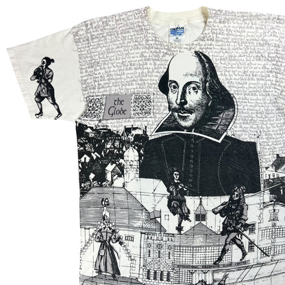 Vintage 90s William Shakespeare all over print tee (L)
