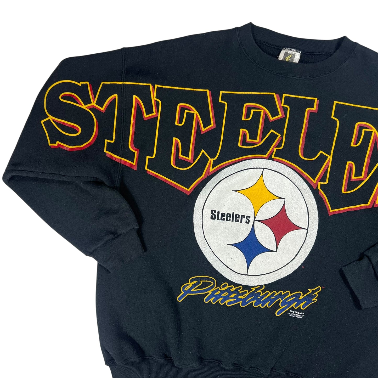 Vintage 1995 Cliff Engle Pittsburgh Steelers spell out black crewneck (XL)