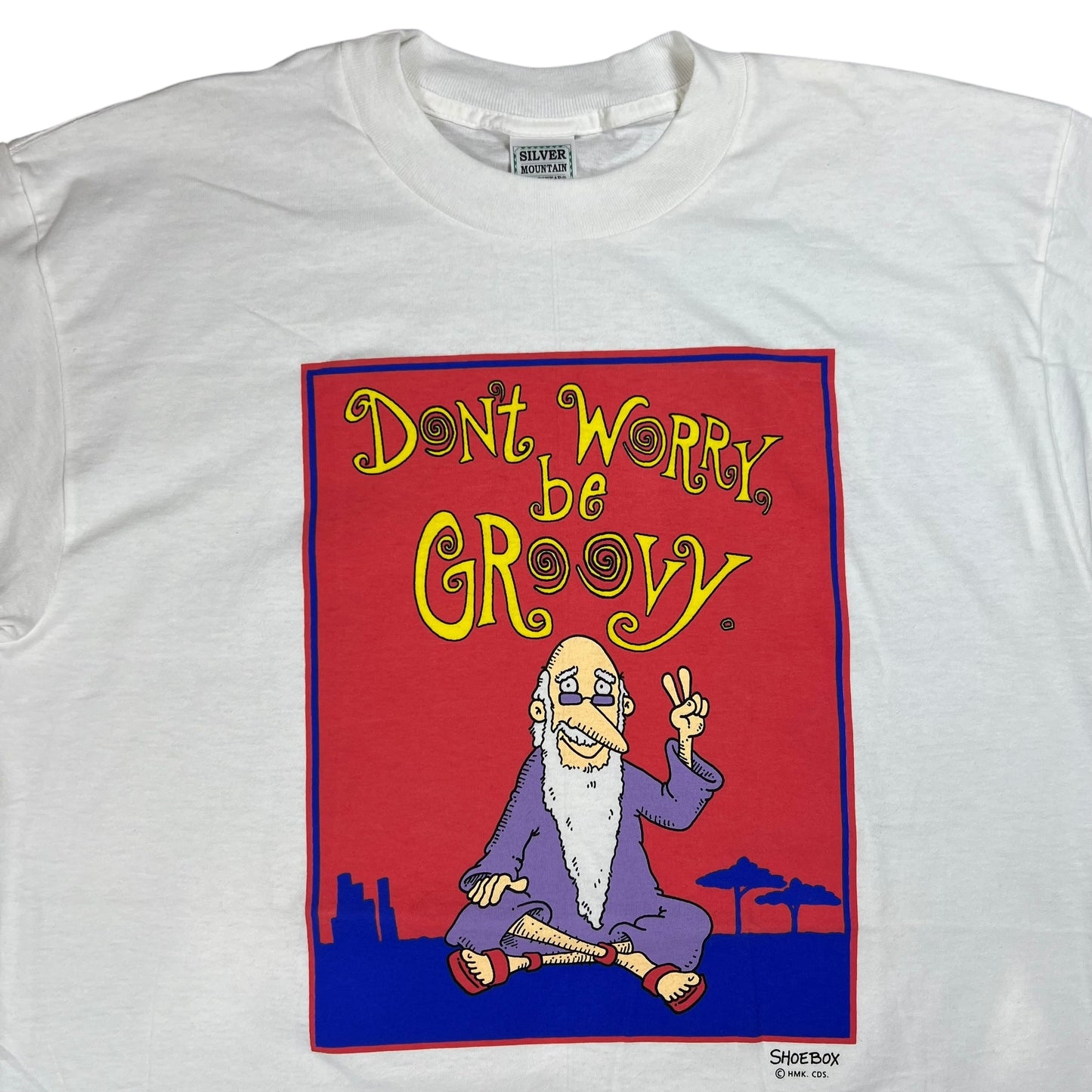 Vintage 90s Don’t Worry be Groovy Hippie tee (L)