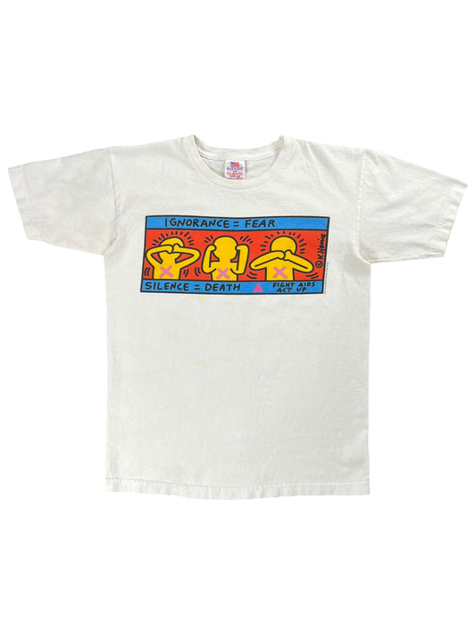 Vintage Y2K Keith Haring FIGHT AIDS ACT UP art tee (S)
