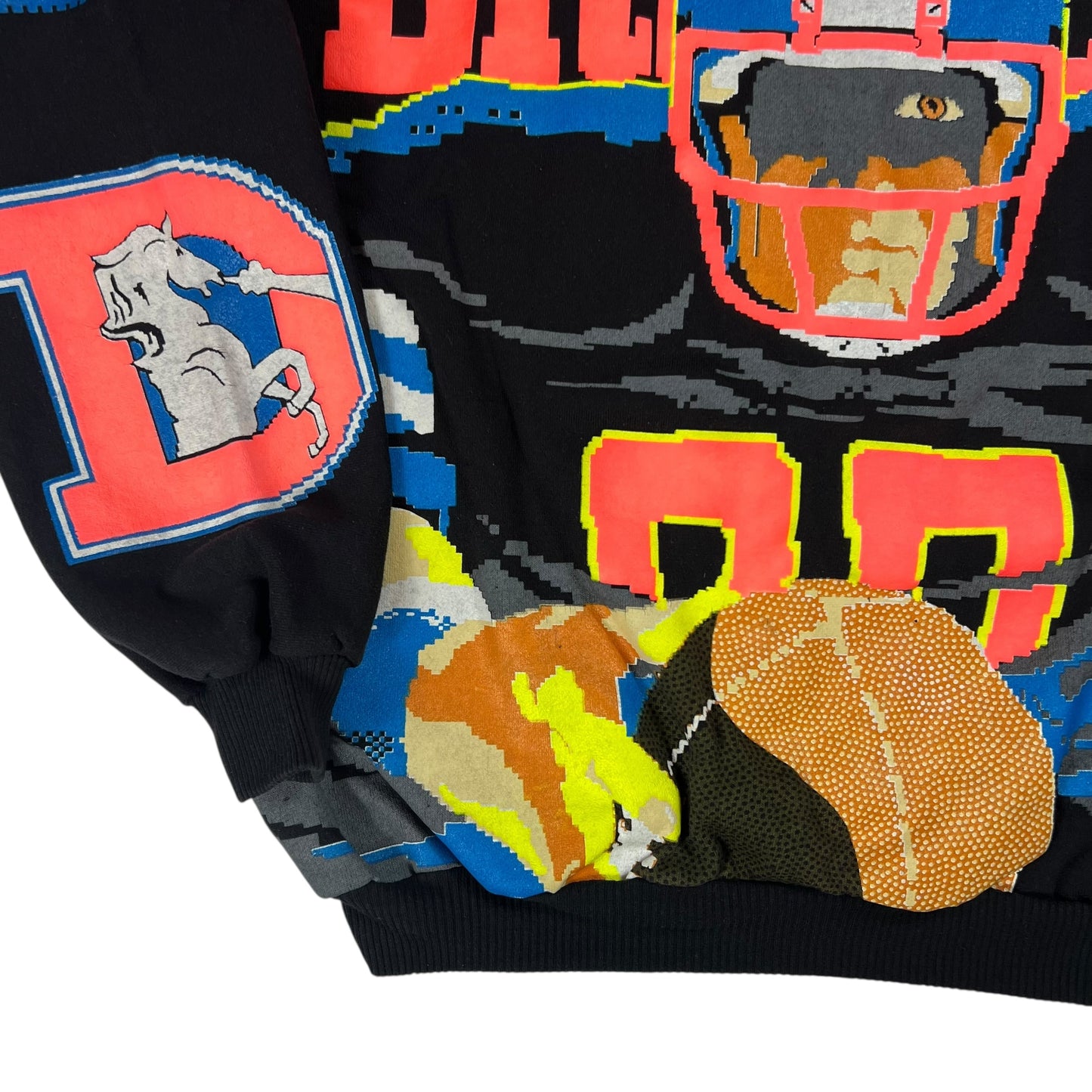 Vintage 80s Denver Broncos NES Tecmo Bowl jumbo print crewneck (L)