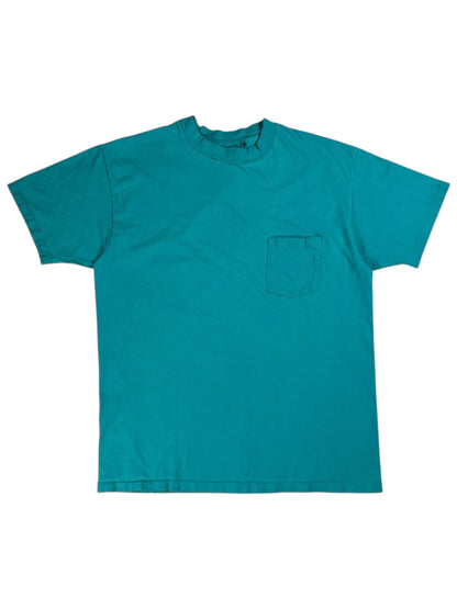 Vintage 80s Hanes Beefy T teal pocket tee (L)