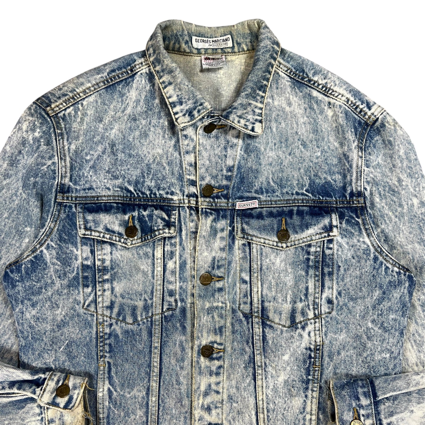 Vintage 90s GUESS Jeans acid wash worn denim jacket (M)