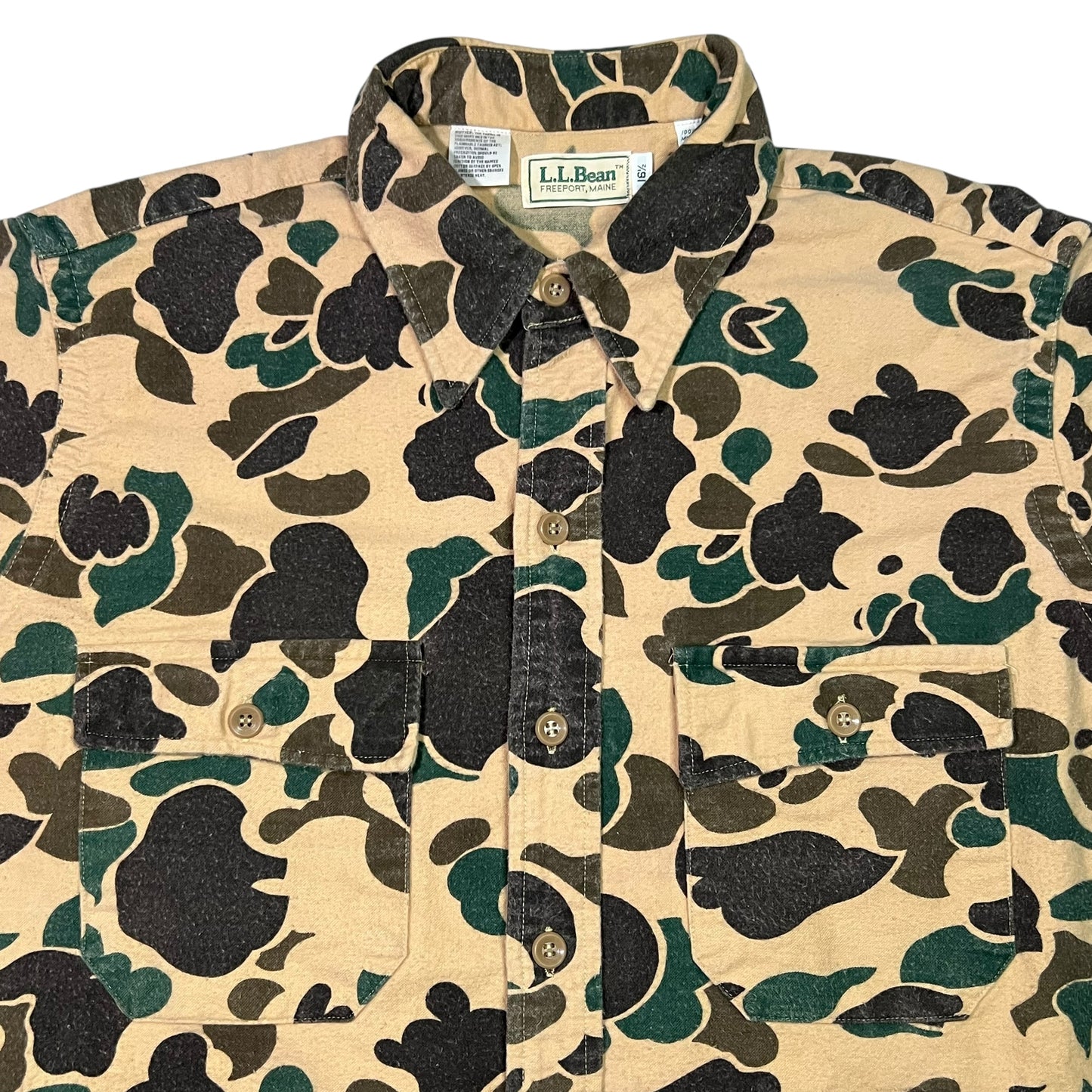 Vintage 80s L.L. Bean duck camo chamois button up shirt (L)