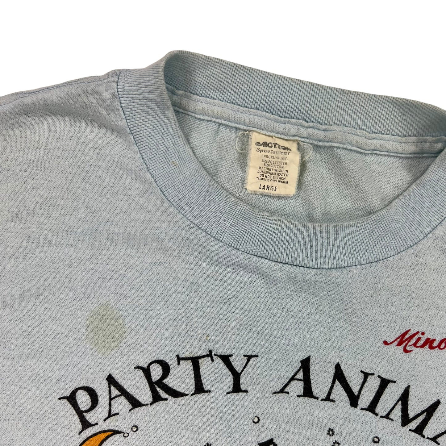 Vintage 80s Party Animal drink cats beer tee (M)