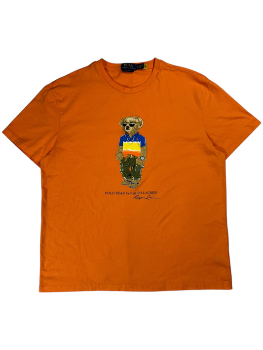 Y2K Polo Ralph Lauren Polo Bear orange tee (L)
