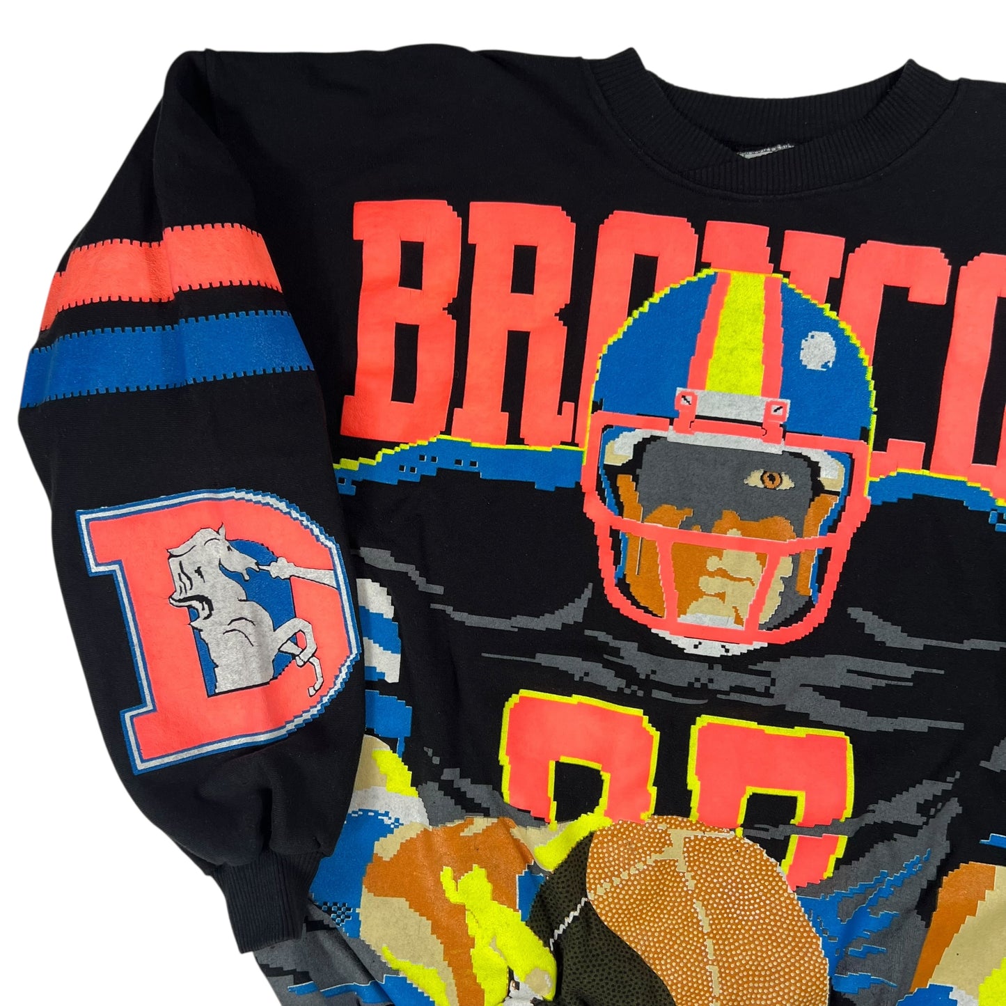 Vintage 80s Denver Broncos NES Tecmo Bowl jumbo print crewneck (L)