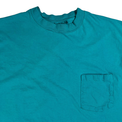 Vintage 80s Hanes Beefy T teal pocket tee (L)