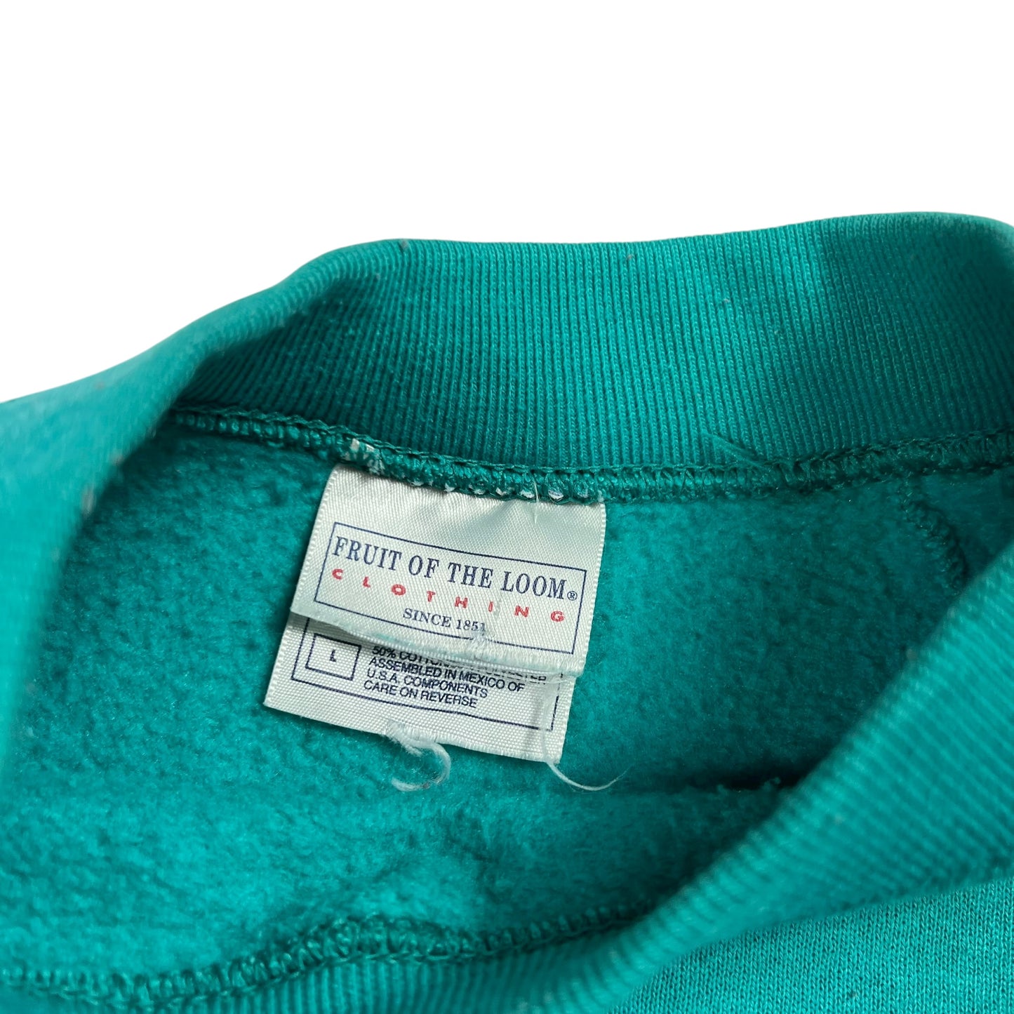 Vintage 90s Fruit of the loom faded teal crewneck (L)