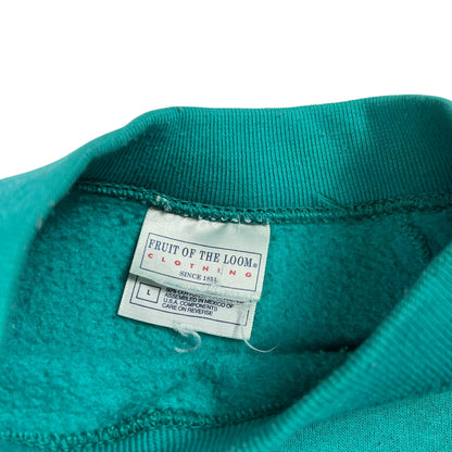 Vintage 90s Fruit of the loom faded teal crewneck (L)