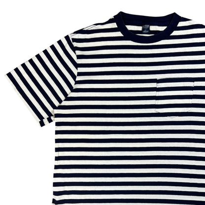 Vintage 90s Lands’ End striped navy white pocket tee (L)