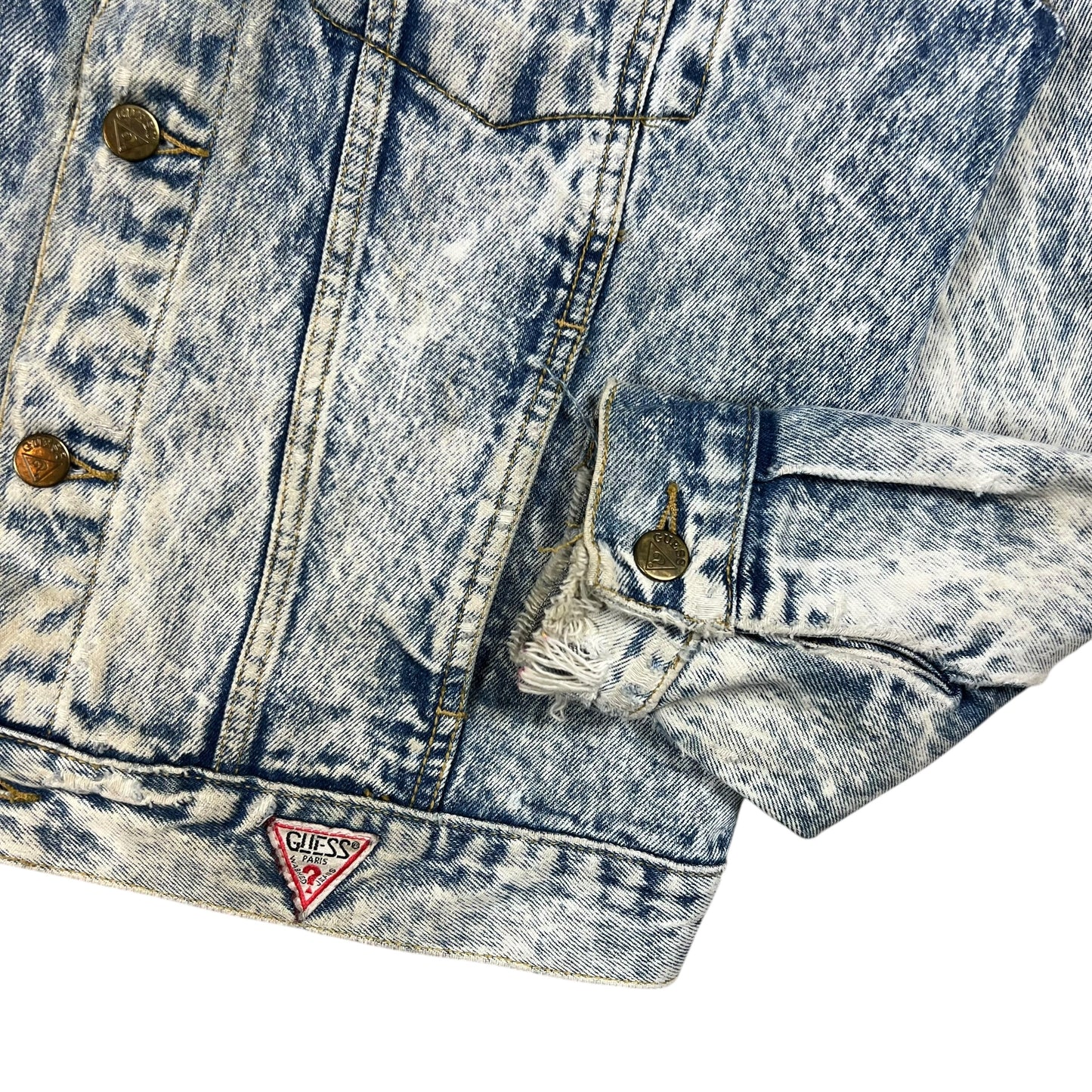 Vintage 90s GUESS Jeans acid wash worn denim jacket (M)