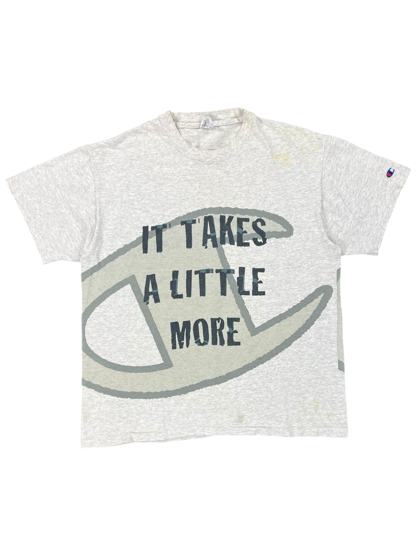 Vintage 90s Champion It Takes A Little More all over print tee (L)