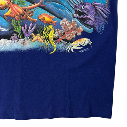 Vintage 1993 Ocean life Sue Wilkinson wrap around nature tee (L)