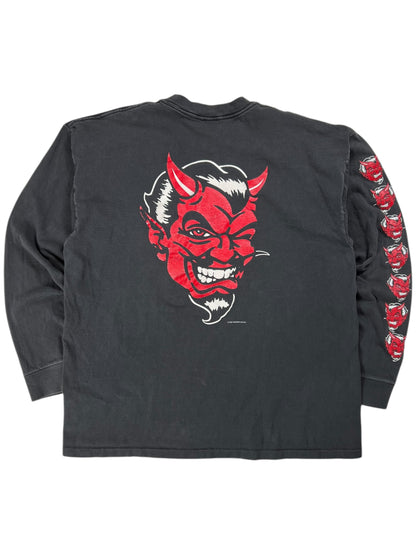 Vintage 1995 Fashion Victim Devil long sleeve print shirt (XL)